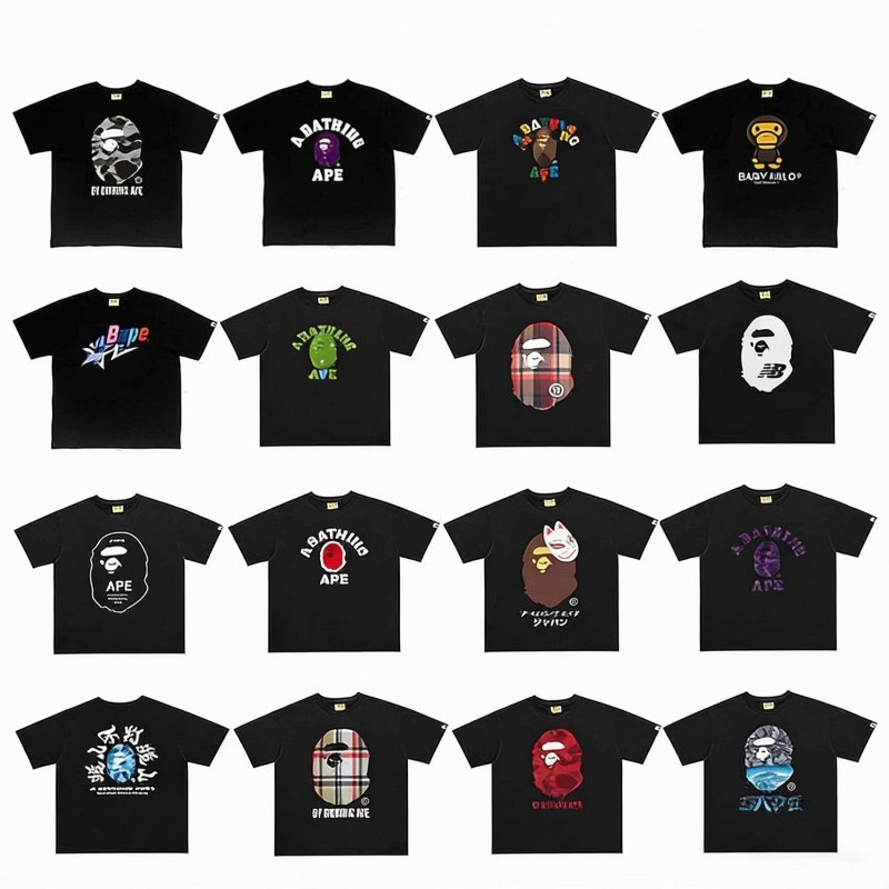 Bape Classic Monkey Print T-Shirt Collection Review: A Relaxed Cotton Crew-Neck Decoded From 41 Listing Photos