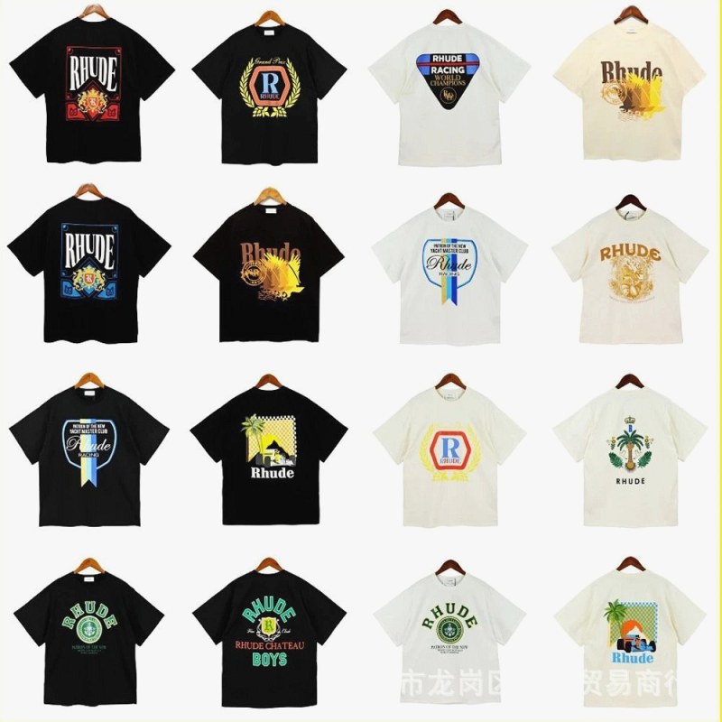 Rhude Trendy T-Shirts with Various Printed Designs Review: A 240g Cotton Tee in a Boxy Cut